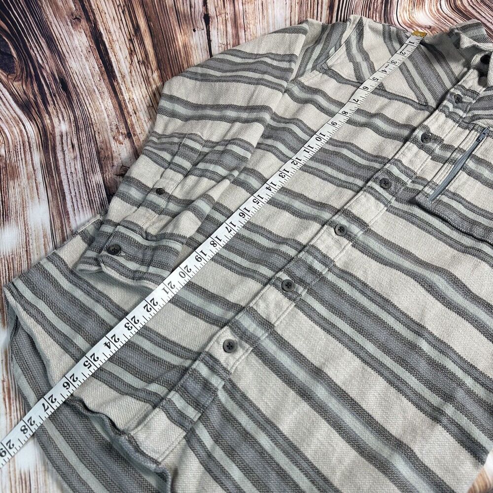 Ascend Mens Size Small Stripe Flannel Button Up Casual Shirt Zip Pocket - Picture 4 of 7
